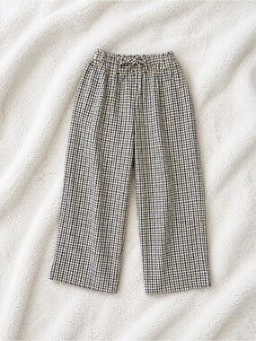 Zara Boys Navy, Brown & Cream Plaid Drawstring Pants Size 9 (134 cm) Like New